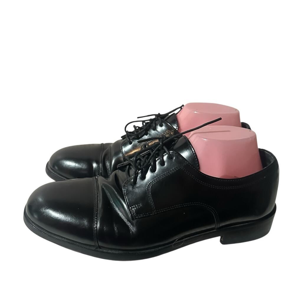 Nunn Bush Men’s Black Leather Cap Toe Dress Flex Shoes Sz 9.5 M